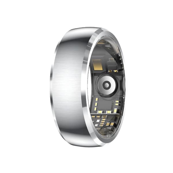 Smart ring med pekskärm och geststyrning för vardagsbruk - rostfritt stål, hjärtfrekvens & SpO2, kompatibelt med Android och iOS Silver 9 Silver 9