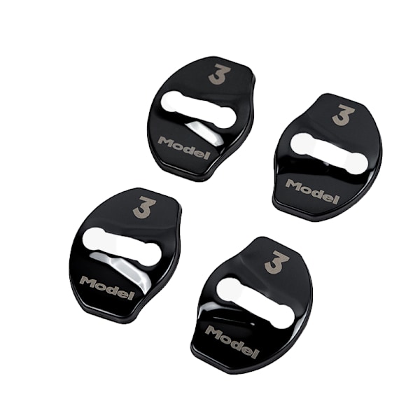 Tesla Model 3 Dörrlåsöverdrag, Skyddstillbehör i Rostfritt Stål för Dörrlås (4-pack, Svart)