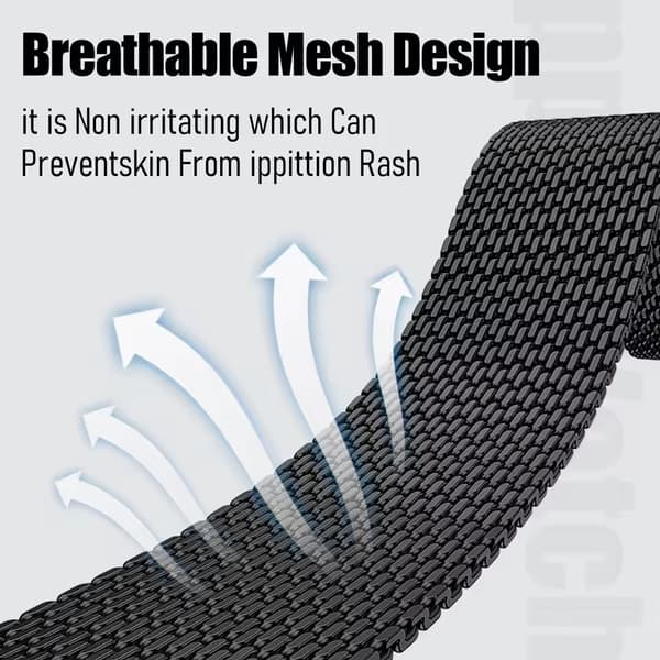 Milanese Loop -kellon ranneke älykelloille Black 20 mm Black 20 mm
