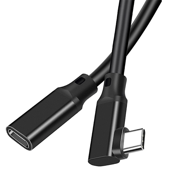 Højre Vinkel USB-C Forlængerkabel - PQ116 Sort(10Gbps+4K+100W) 3 m