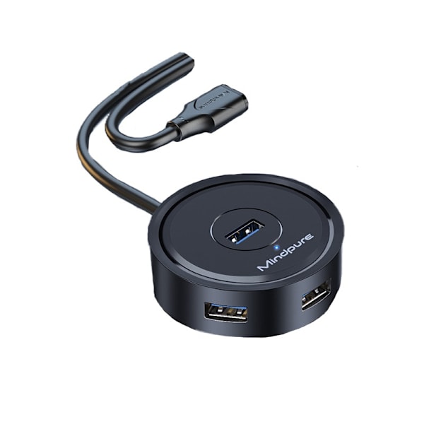 0.3m 4-Port USB 3.0 Hub - Rund Splitter til Hurtig Dataoverførsel