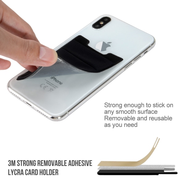 Självhäftande korthållare för mobiltelefon Lycra Svart