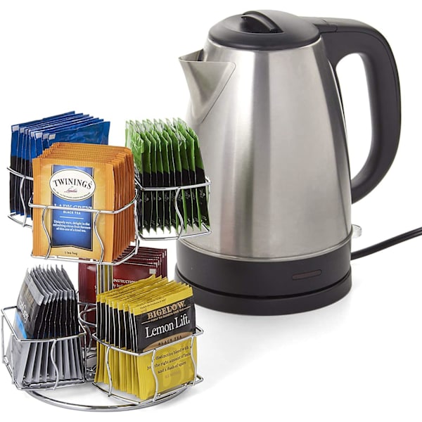Tepåsarrangör, kaffepåse snurrande karusell med 6 fack Silver