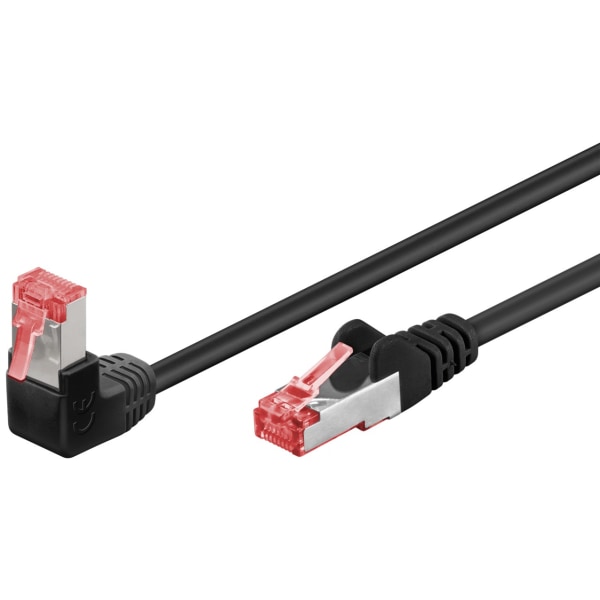 Patchkabel CAT 6, 1x 90° vinklad, S/FTP (PiMF), svart, 5 m