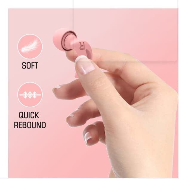 Halvmåneformede støjreducerende silikone ørepropper - 1 par Pink Pink