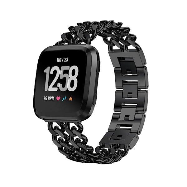 Legering dubbelradig denimkedjerem för Fitbit Versa-serien Fitbit Versa 1/2 Svart