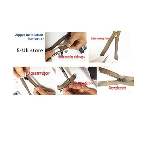 48 st Dragkedjereparationssats Svart & Silver Metall Dragkedjor 8