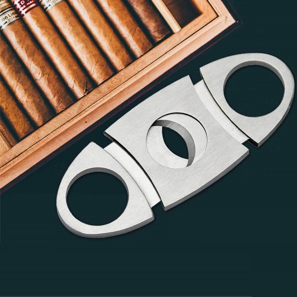 Cigarrsnoppare med dubbel giljotin rostfritt stål Silver