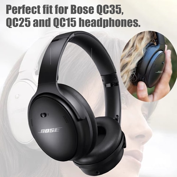 INF Udskiftning af ørepuder med pakninger til Bose QC35 QC35-ii, QC25 1/2