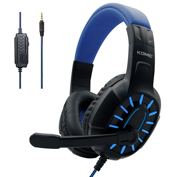 Kablet Gaming Headset med Mikrofon - Sort og Blå