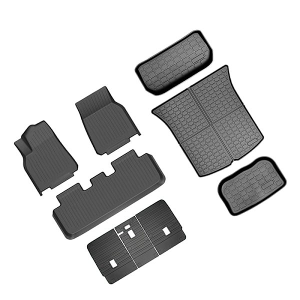 Tesla Model Y TPE Golvmattor Set med Trunk Mats & Ryggstödsdyna