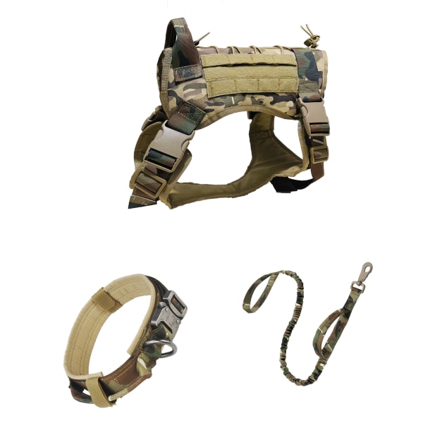 Tactical hundesele Service Hunde Sele i tre dele Camouflage L