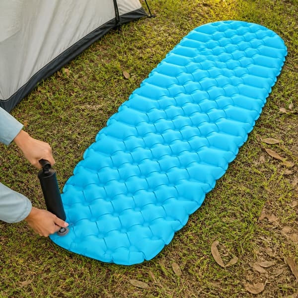 Uppblåsbart campingunderlag i nylon TPU, 193 x 56 x 7 cm Blue Blue