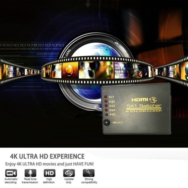 HDMI Switch 5x1 - 4K / 3D med fjärr