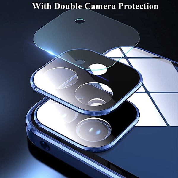 Dubbelsidigt Magnetiskt Mobilfodral för iPhone iPhone 15 Pro Svart 15 x 7.5 x 1 cm