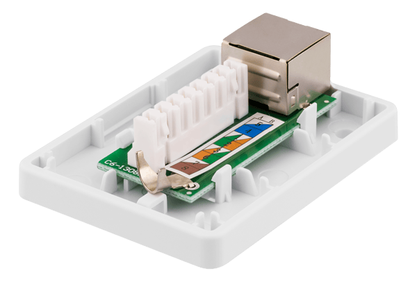 Shielded network socket, Surface FTP 1xRJ45, Cat6, white
