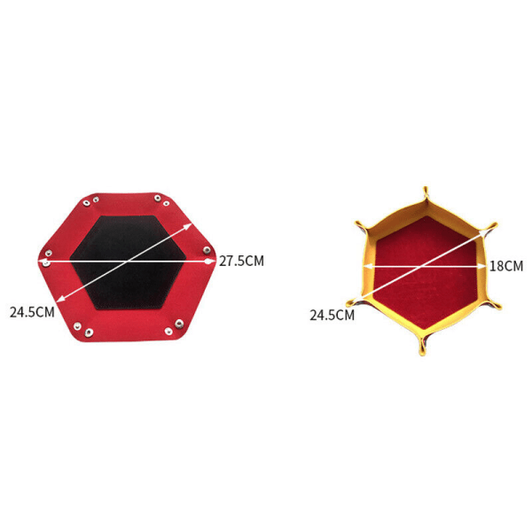 Folding Hexagon Dice Tray – Filttärningsbricka för brädspel, rollspel och Dungeons & Dragons Flerfärgad