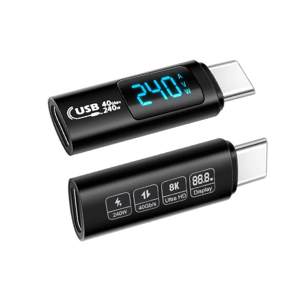 USB4 Digital Display Adapter: 240W, 40Gbps Dataoverførsel Black Black