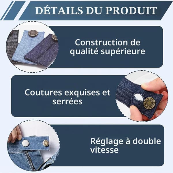 Taljeforlænger knapforlænger til jeans 4-pak 72x35x3 mm 72x35x3 mm