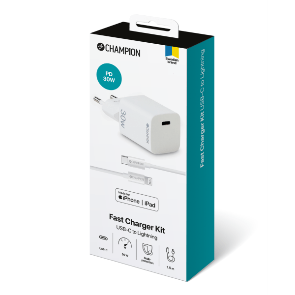 Laddare 30W + USB-C till Lightning Kabel Vit