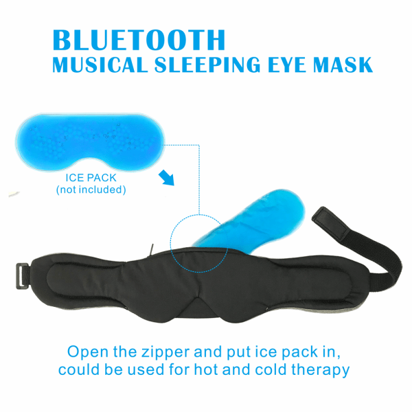 INF Søvnhovedtelefoner Bluetooth trådløs 3D øjenmaske med stereohøjttalere Sort