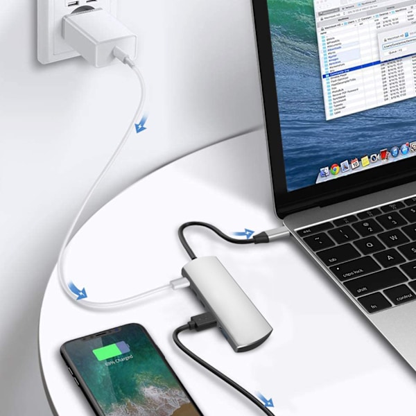 5-in-1 Type-C -keskitinsovitin USB-C PD:llä