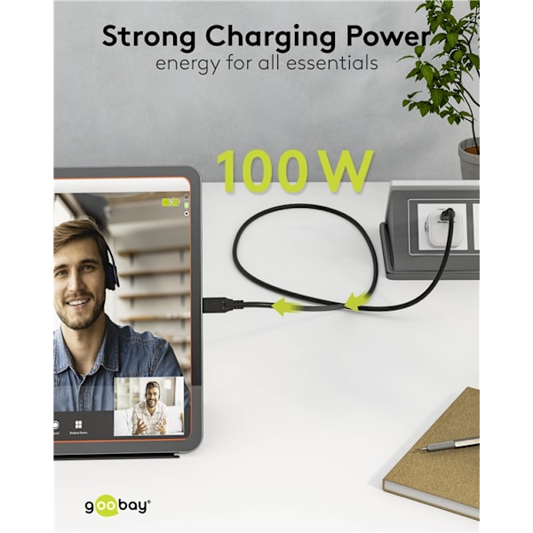 USB-C™-kabel, USB 3.2, 100 W, 10 Gbit/s, Power Delivery, 3 m