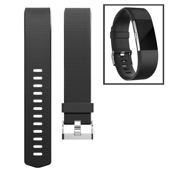 Fitbit Charge 2 armband silikon (L) Svart Svart