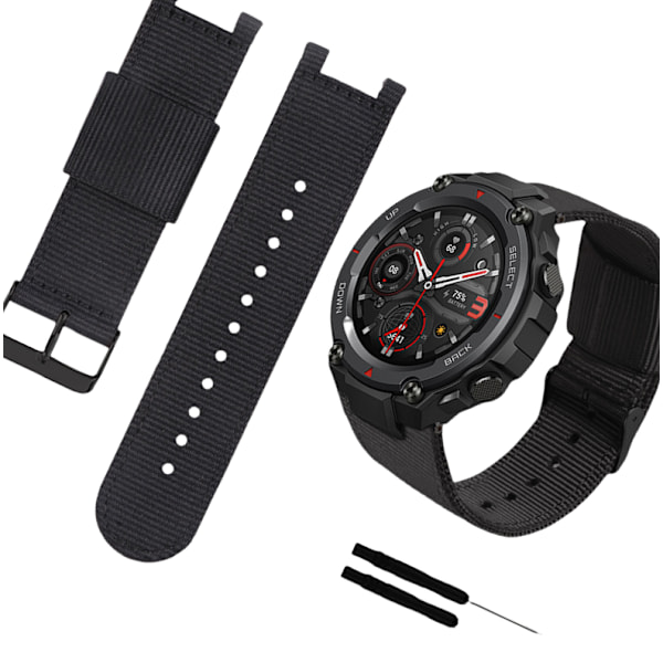 Amazfit T-Rex Pro Nylon Canvas klockarmband Svart