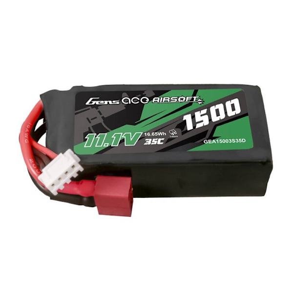 Gens ace 35C 1500mAh 3S1P 11.1V Airsoft Gun Lipo-batteri med T-stik