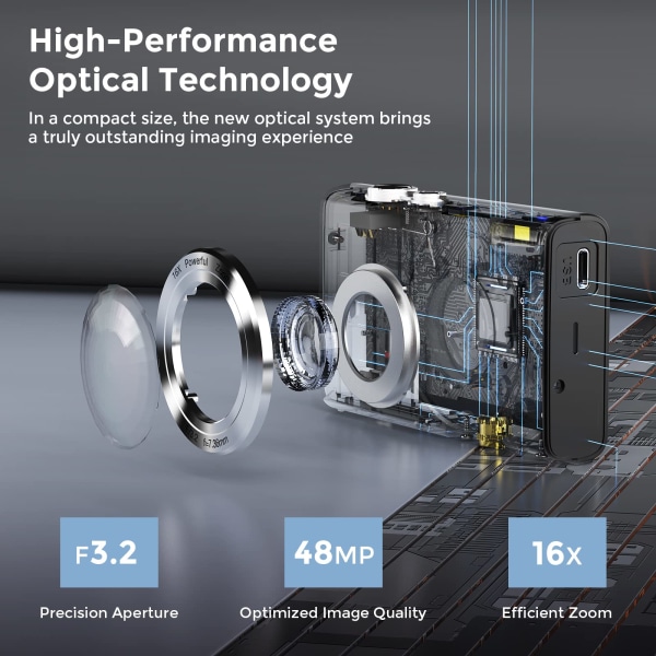 INF Digitalkamera 48MP 16x Zoom 4K Video Svart