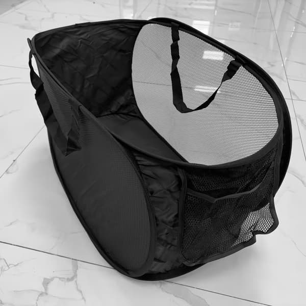 Sammenfoldelig vasketøjskurv med håndtag Black Black