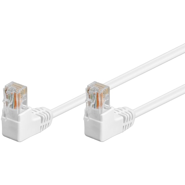 Patchkabel CAT 5e, 2x 90° vinklad, U/UTP, vit, 10 m