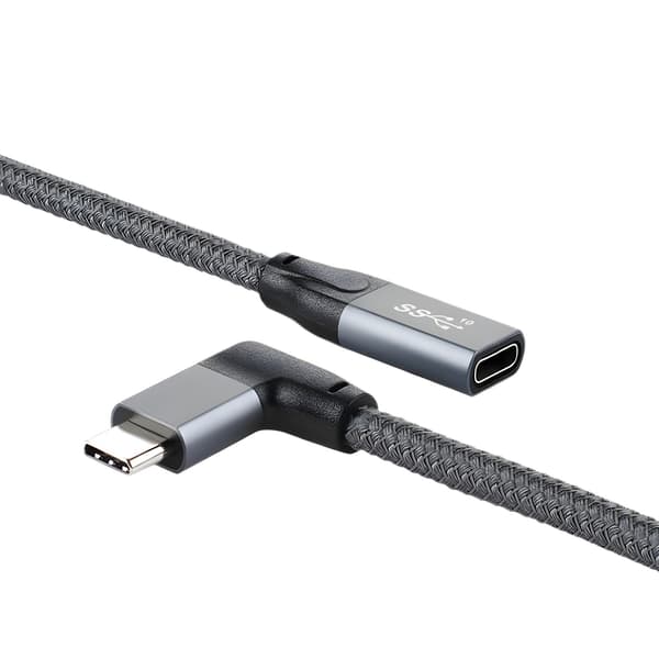 100W USB-C forlængerkabel - 20Gbps data & 4K video - vinkelret design 1m 1m