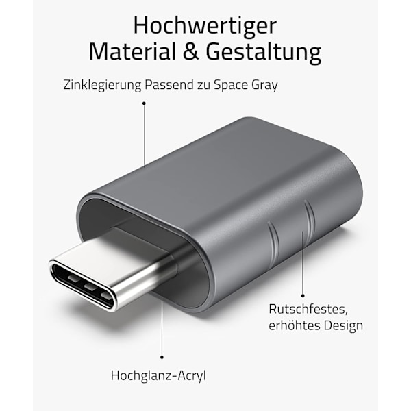 USB 3.2 till USB-C OTG-adapter 10 Gbps Grå