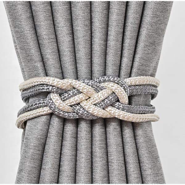 Flettede magnetiske gardinbindere, 2-pak White+Grey White+Grey