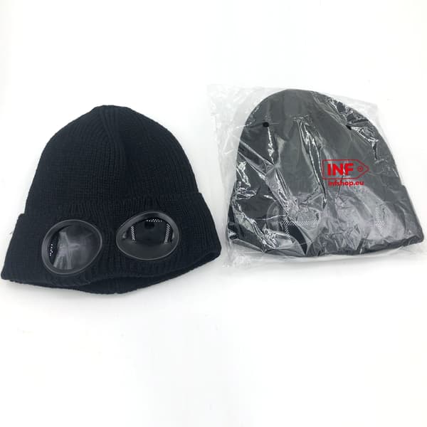 Stickad Mössa med Skyddsglasögon Black Black