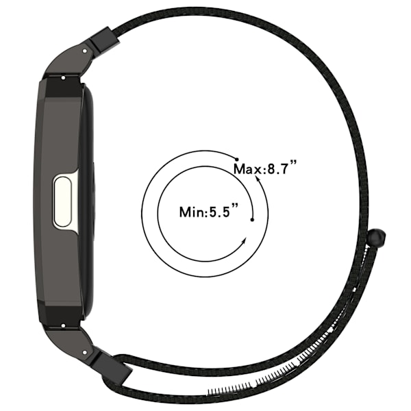 Snyggt vävt nylonband med silverram för Huawei Band Svart