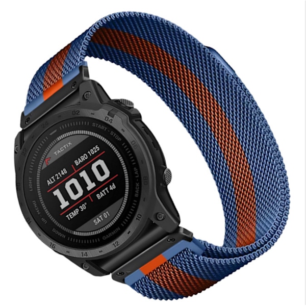 Garmin Fenix 7X Pro/Fenix 58 -metalliranneke, pikakiinnitys, milanolaistyylinen, ruostumaton teräs Sininen 22 mm