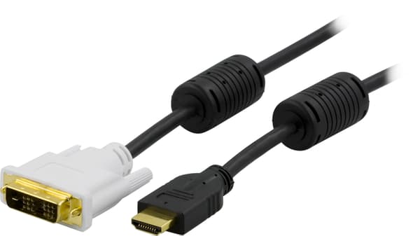 HDMI to DVI-cable, Full HD @60Hz, 3m, black/white