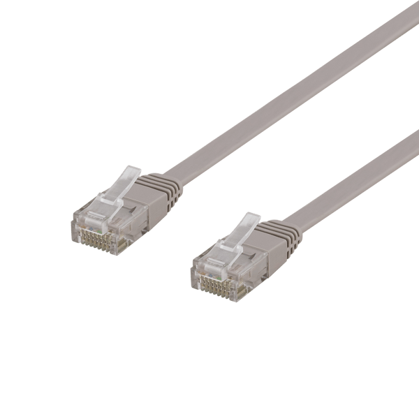 U/UTP Cat6 laitekaapeli, litteä, 2m, 250MHz, harmaa