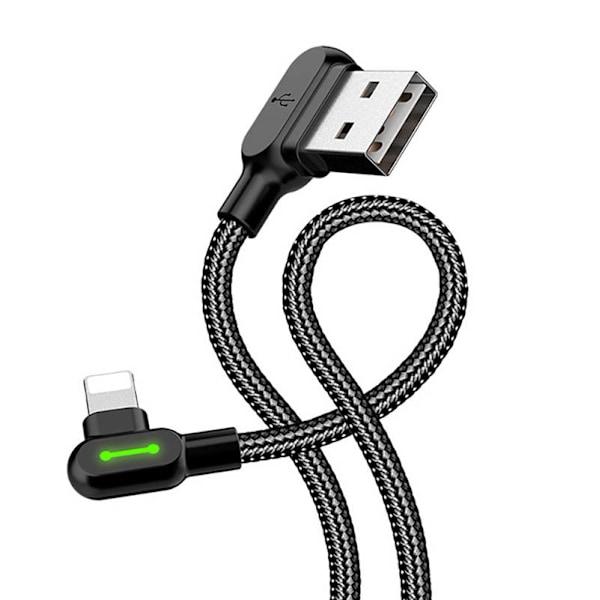 Vinkel USB Lightning-kabel Mcdodo CA-4671 LED, 1,2 m (svart)