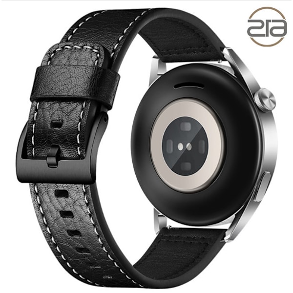 Rem i ægte læder til Samsung Galaxy Watch 4 Sort 24 mm