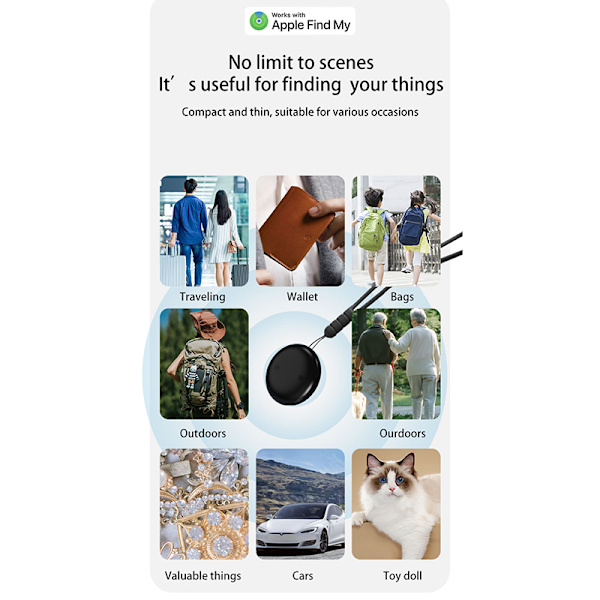 Tracker Small Mini Anti-Lost Device - MFI-sertifioitu Black Black