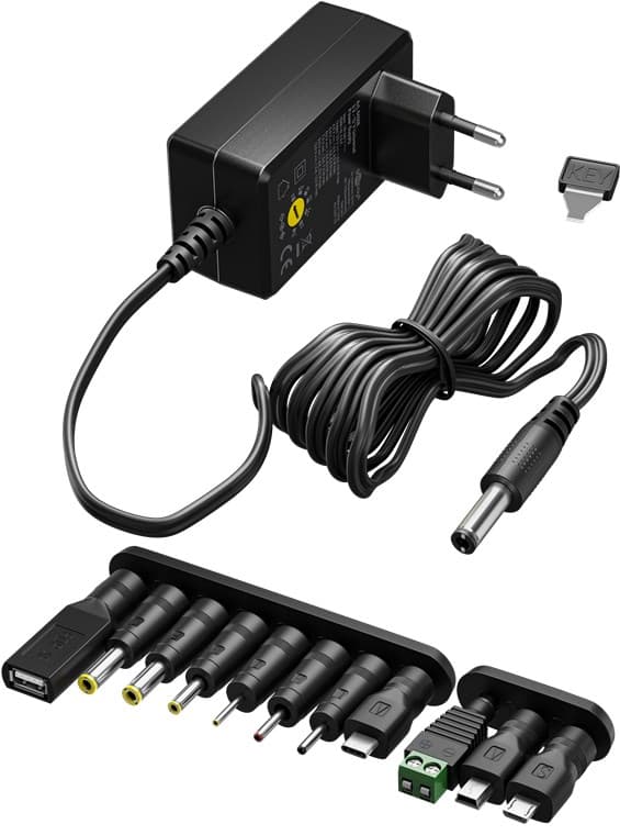 Universel strømforsyning 3 V–12 V, maks. 12 W