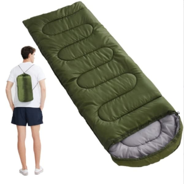 Sovepose til voksne, 180 cm polyester vintersovepose til camping og vandring med konvolutdesign og tæppefunktion Green Green