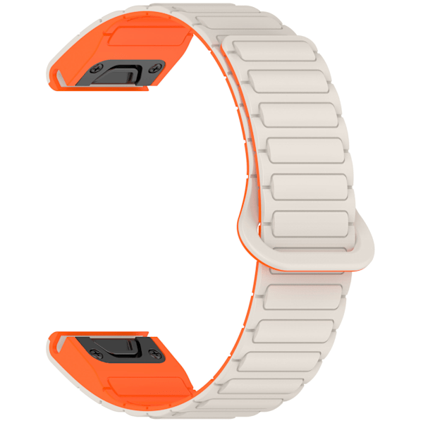 Garmin Fenix 5/6/7/8 Quick Release magnetiskt klockarmband Vit+orange 20 mm