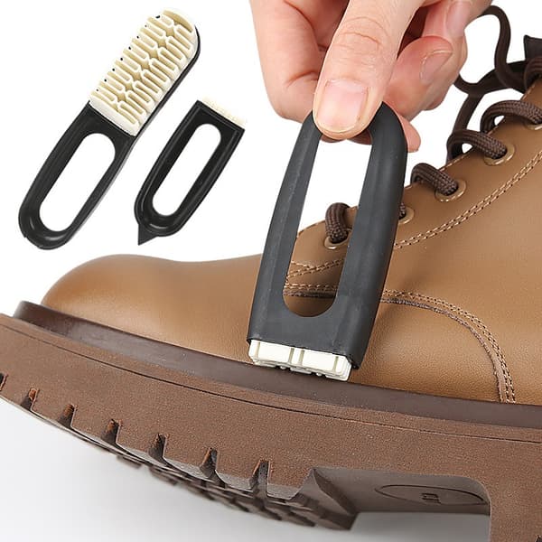 2-i-1 Borste för Mockaskor - Gummi & PP-Borst för Sneakers, Läder och Mockavård Black Black