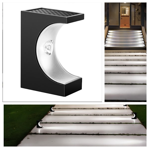 Udendørs Solar Trappelys - Hvidt Lys, Nem Installation 2 pack 2 pack