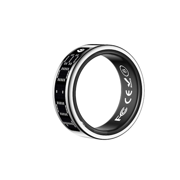 Smart Ring med Display och Laddningsfodral - Spåra Träning & Hälsa Silver 9 Silver 9